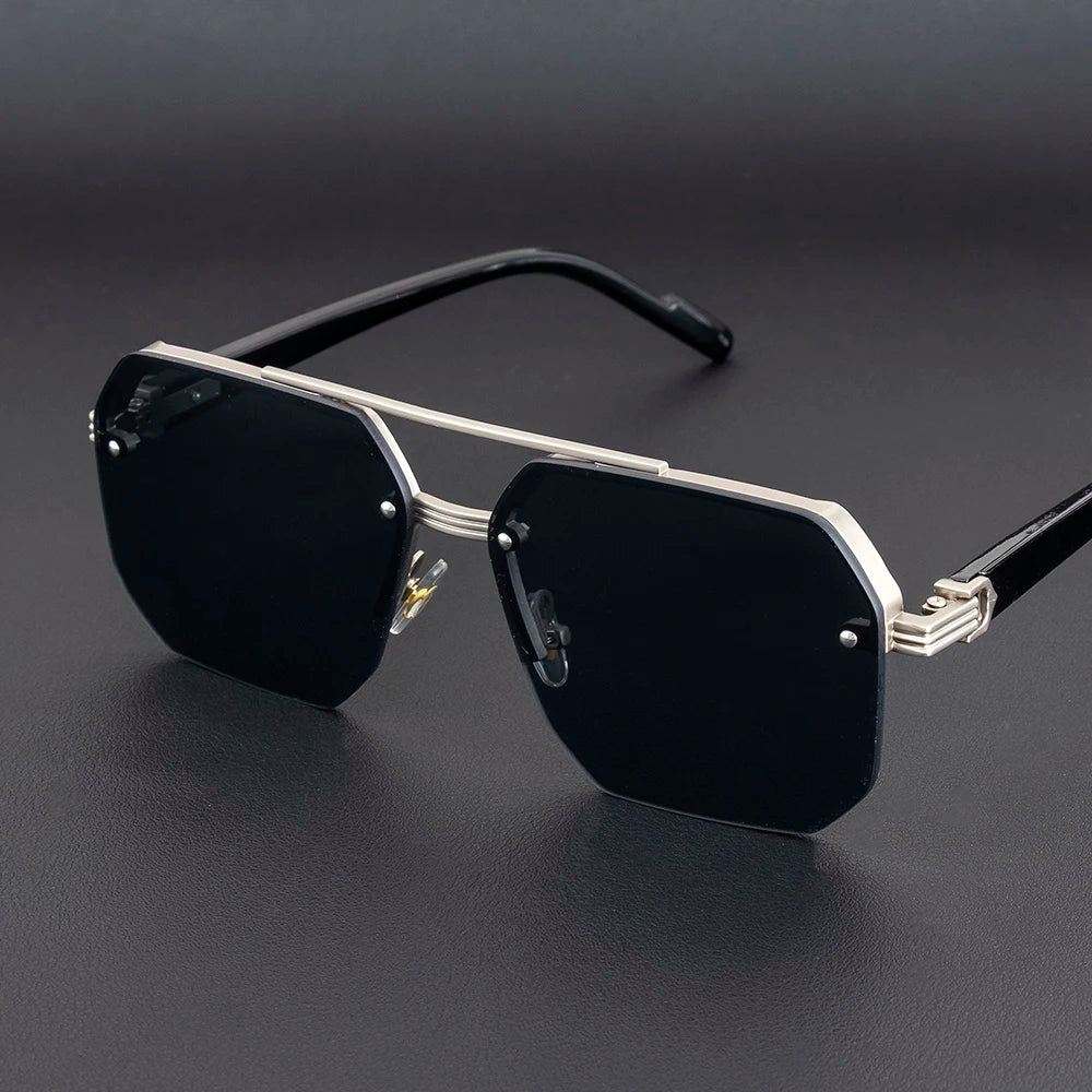 Men's Polarized Lens Sunglasses — UV Protection, Half Frame, Gradient
