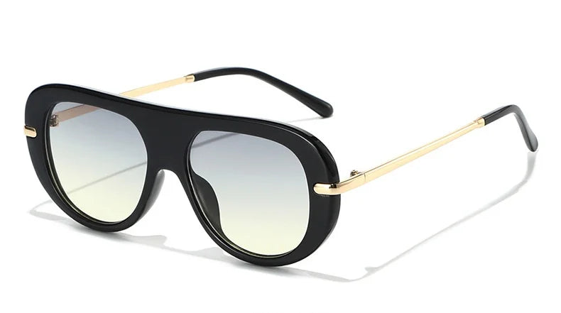Black & Gold Oval UV400 Sunglasses for Women
