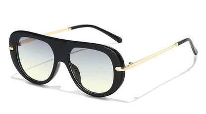 Black & Gold Oval UV400 Sunglasses for Women