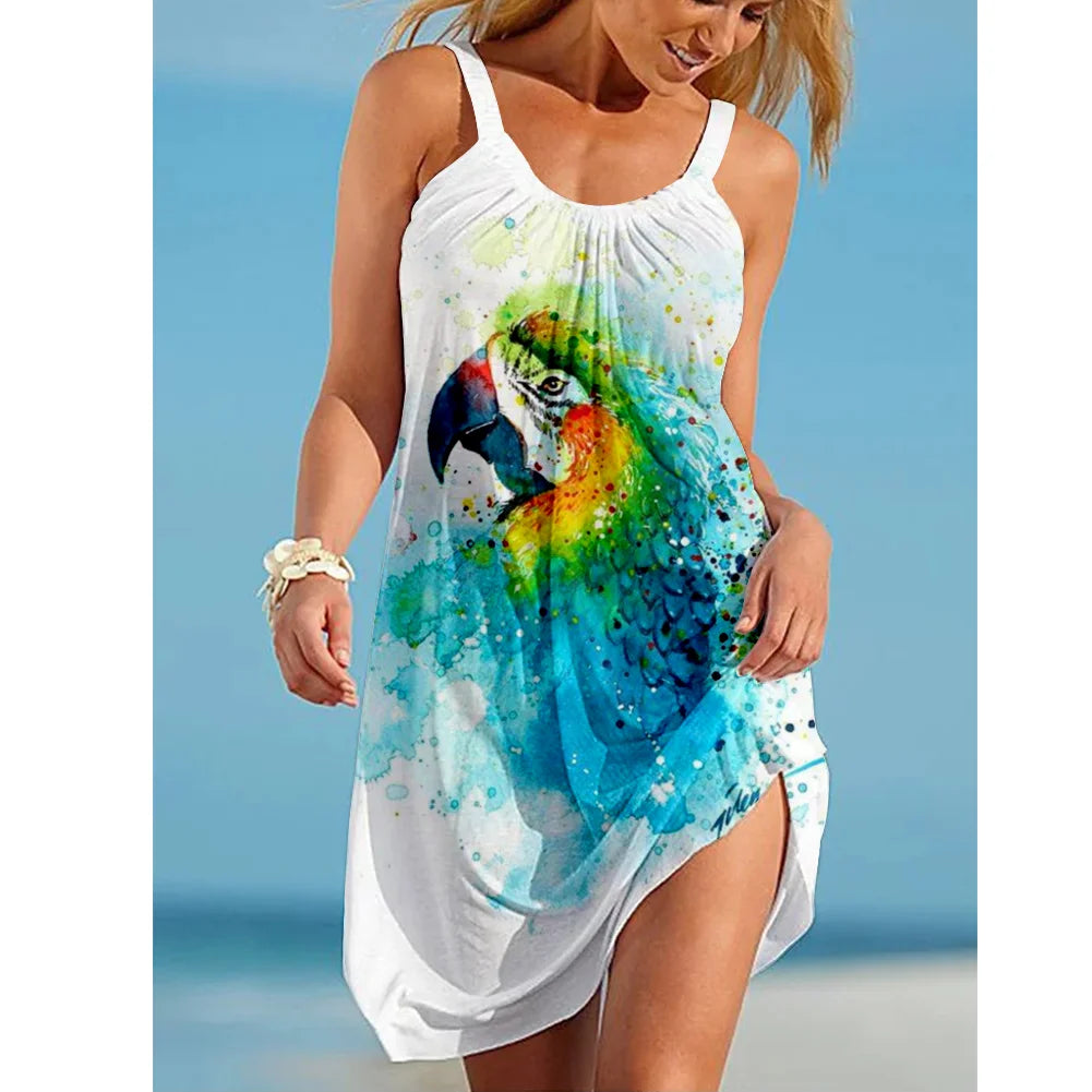 ZUPHAR™ Tropical Print Sleeveless Beach Dress