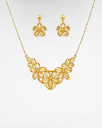 Gold-Plated Floral Necklace & Earrings Set