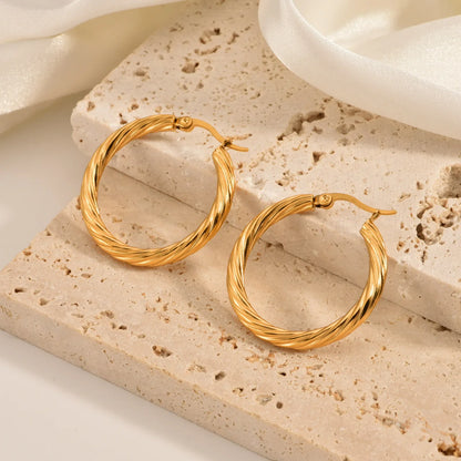 ZUPHAR Twist Circle Hoop Earrings Set – Stainless Steel Geometric Jewelry