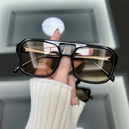 Lunettes de soleil carrées vintage pour femmes, de marque de créateur, style rétro, verres miroirs, à la mode pour l'extérieur, Lunettes de soleil pour femmes