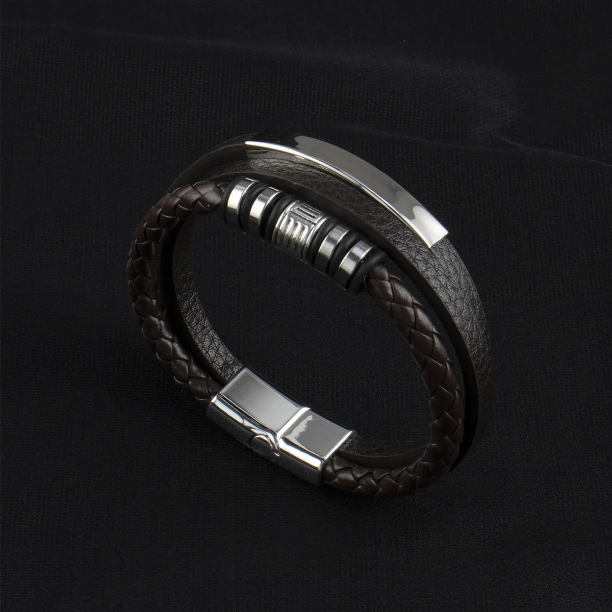 ZUPHAR™ Braided Leather Bracelet for Men – Stainless Steel Clasp