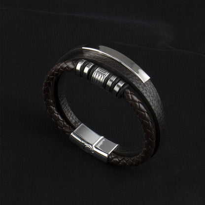 ZUPHAR™ Braided Leather Bracelet for Men – Stainless Steel Clasp