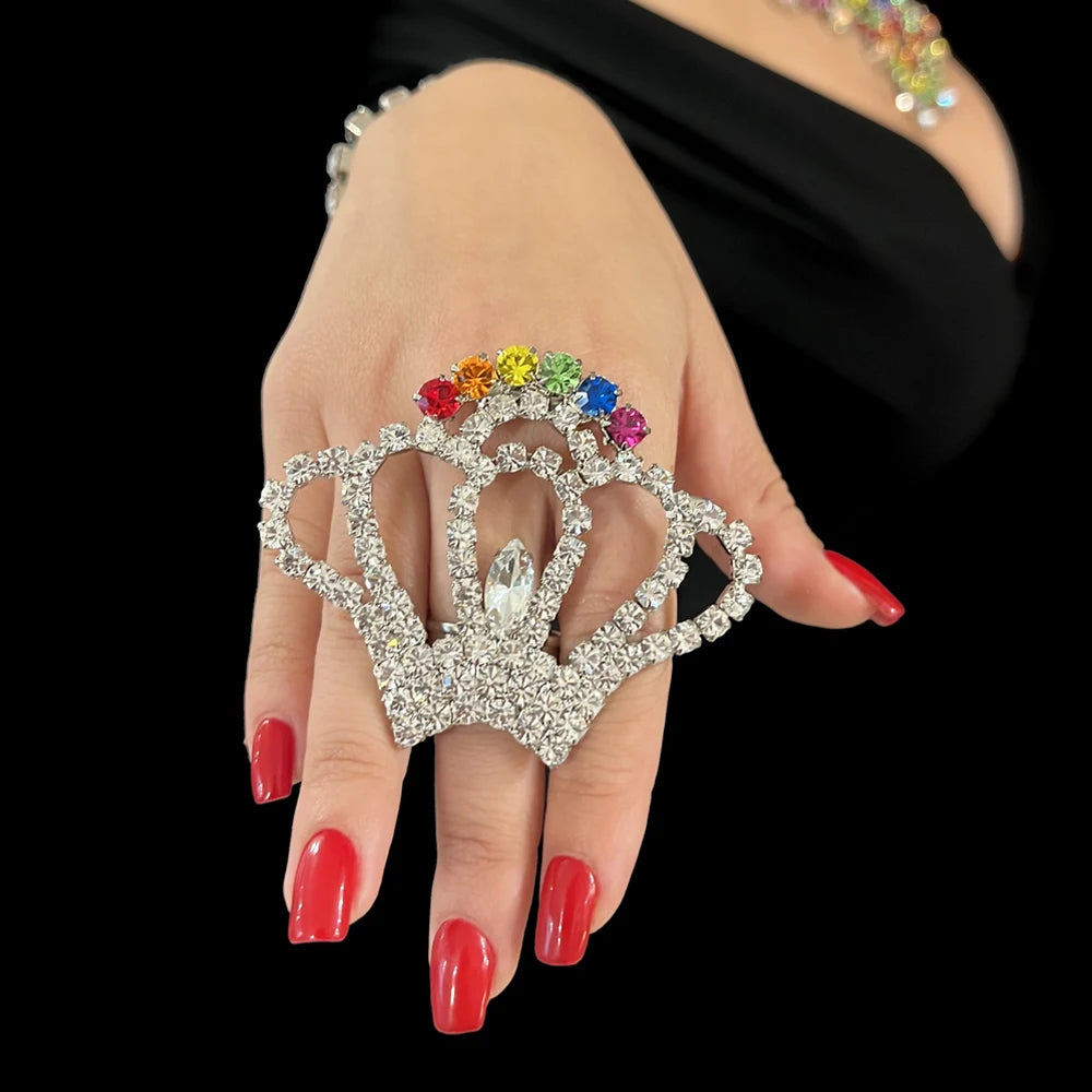ZUPHAR™ 3-piece rhinestone jewelry set in silver – necklace earrings ring