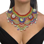 ZUPHAR™ silver rhinestone statement necklace – party and drag queen jewelry