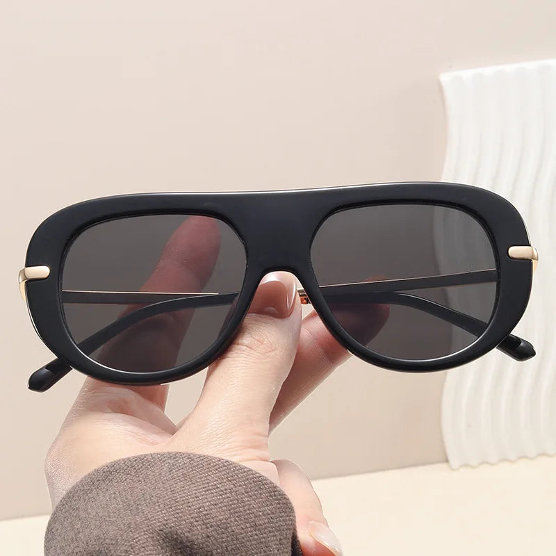 Black & Gold Oval UV400 Sunglasses for Women