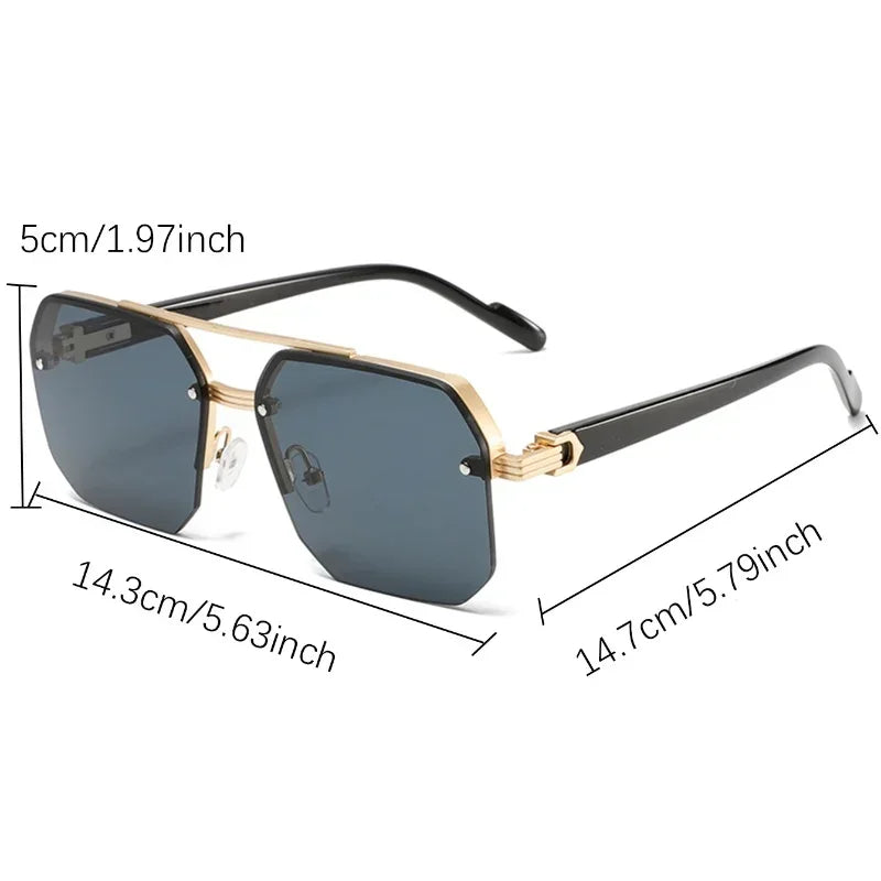 Men’s Square Semi-Rimless Sunglasses – UV400 Gradient Lenses, Alloy Frame | ZUPHAR