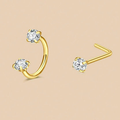 ZUPHAR CZ Nose Rings & Studs Set – Stainless Steel Body Jewelry 18G