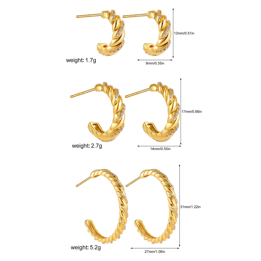 ZUPHAR Twist Circle Hoop Earrings Set – Stainless Steel Geometric Jewelry