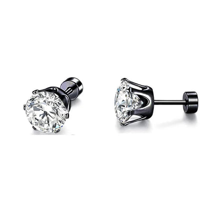 ZUPHAR CZ Stud Earrings – Hypoallergenic Stainless Steel 6-Prong Screw Back (3–8mm)