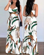 Tropical Floral Cutout Maxi Dress