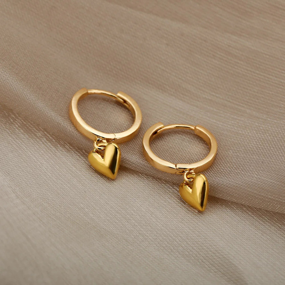 ZUPHAR Heart Stud Earrings — Stainless Steel, Gold & Silver