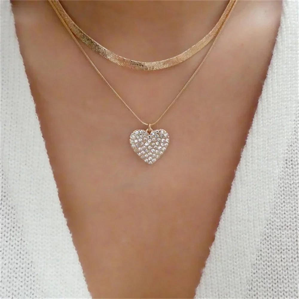 Women’s Layered Gold-Tone Heart & Coin Pendant Necklace