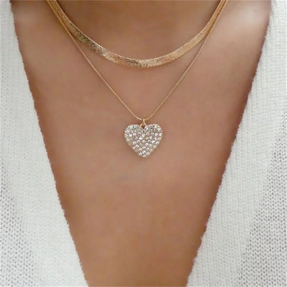 Women’s Layered Gold-Tone Heart & Coin Pendant Necklace