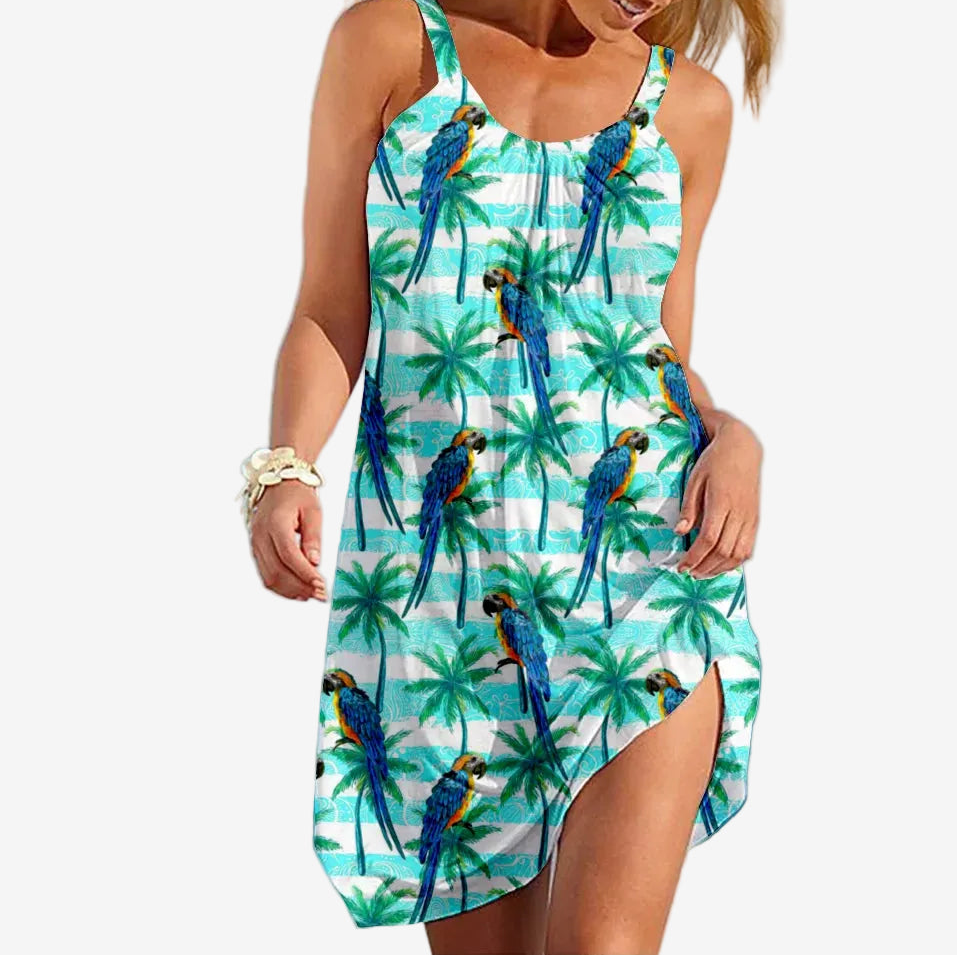 ZUPHAR™ Tropical Print Sleeveless Beach Dress