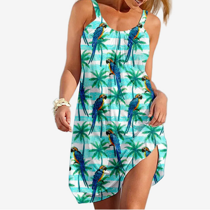 ZUPHAR™ Tropical Print Sleeveless Beach Dress