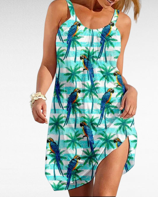 ZUPHAR™ Tropical Print Sleeveless Beach Dress