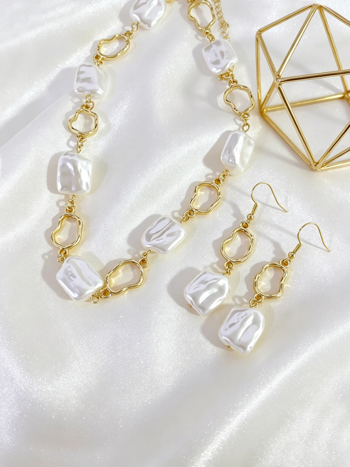 Gold-Tone Simulated Pearl Jewelry Set