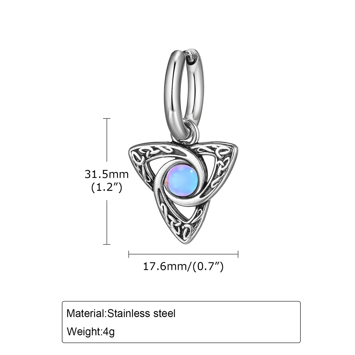ZUPHAR Moonstone Stainless Steel Hoop Earrings – Waterproof, Hypoallergenic, Men's Hip Hop Jewelry