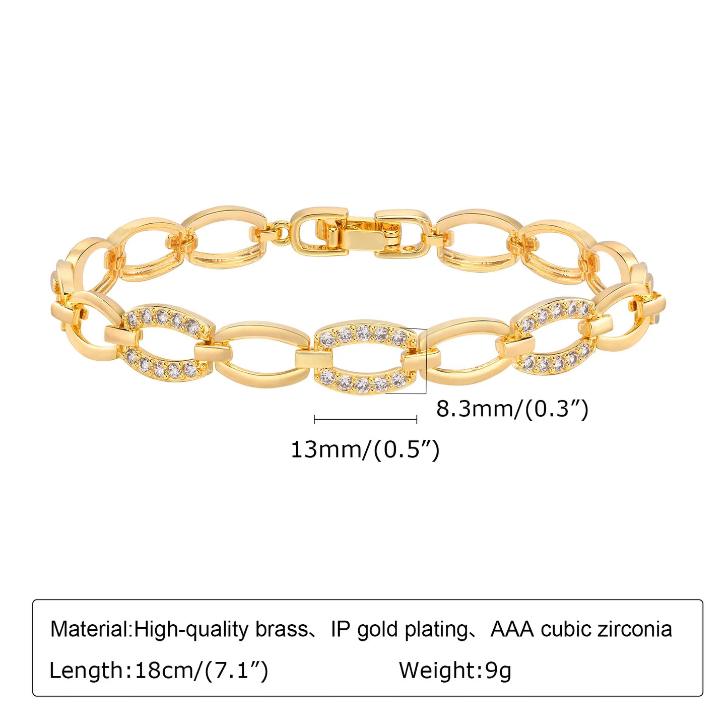 ZUPHAR™ Luxe Crystal Gold Chain Bracelet