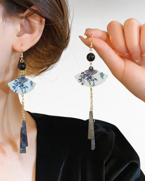 ZUPHAR™ Vintage Fan Drop Earrings – Elegant Acrylic Tassel Earrings
