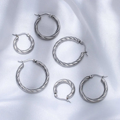 ZUPHAR Twist Circle Hoop Earrings Set – Stainless Steel Geometric Jewelry