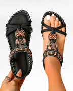 Bohemian Beaded Flat Sandals
