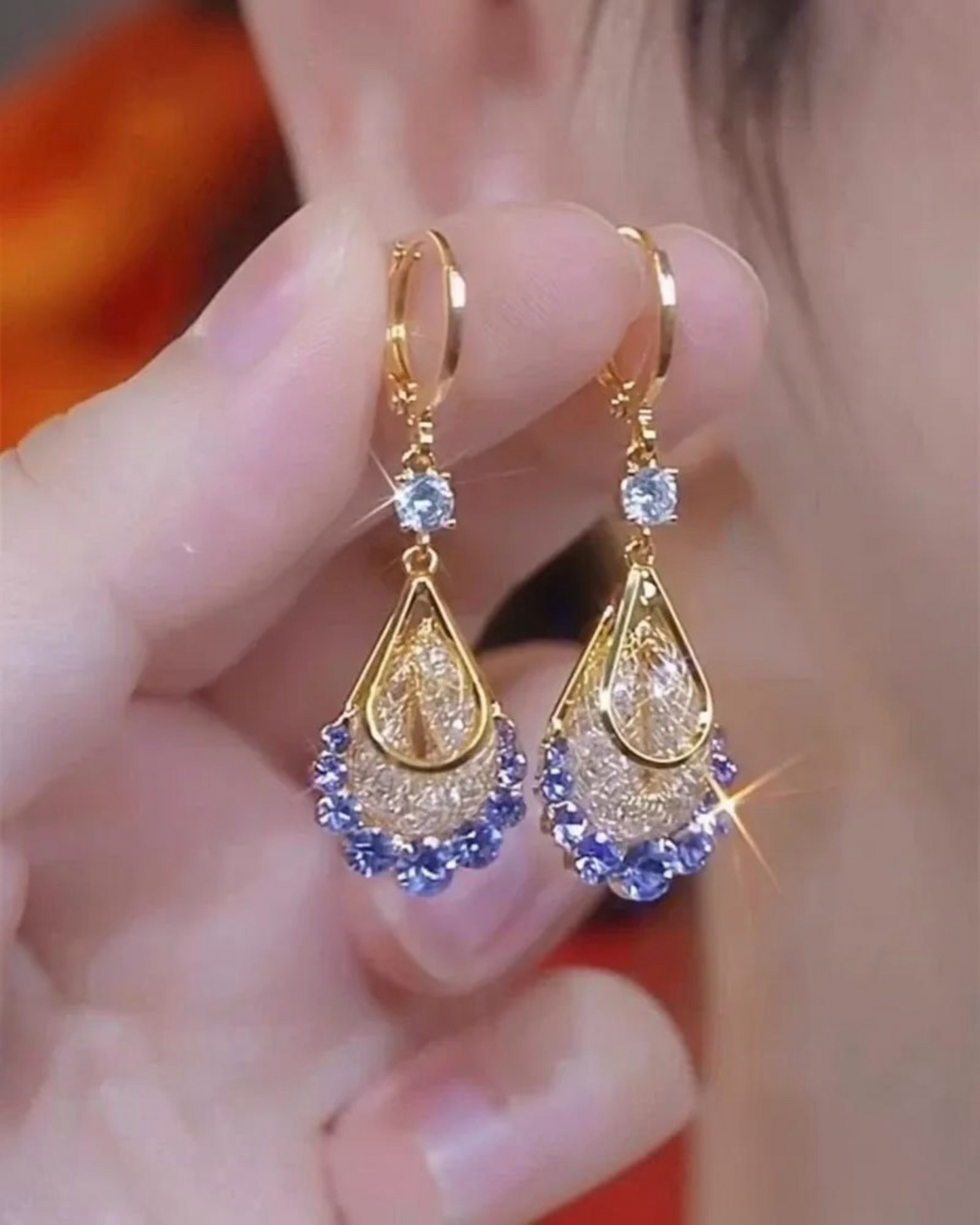 Gold Water Drop Crystal Tassel Drop Earrings for Women - Rhinestone Zircon Dangle | Party & Wedding Jewelry